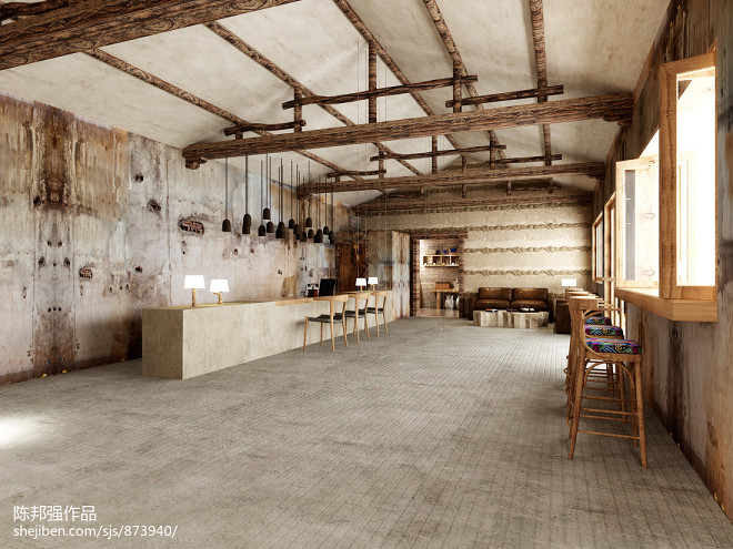 浙江丽水大山峰度假民宿-装修设计效果图-陈邦强设计师作品-设计本