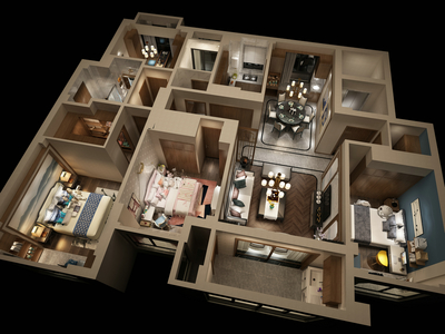 保利印江南137㎡四居室装修案例 128000元打造现代简约之家